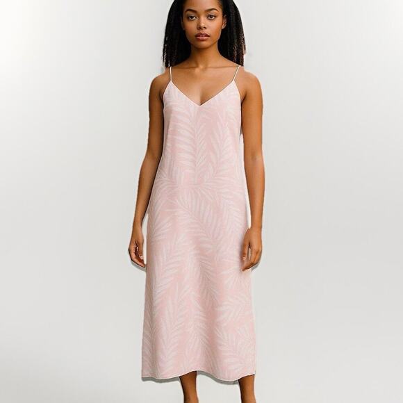 Finders Keepers Resortwear Dress L Knox Palm Tree Pink Slits Beach Viscose Flowy - Picture 1 of 16